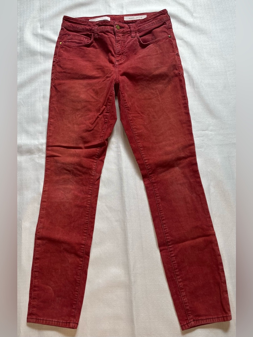 Anthropologie Pilcro Rust Red Corduroy Slim Straight Leg Pants Academia Preppy